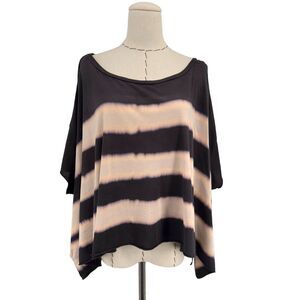 All Saints Black and Cream Striped Blouse